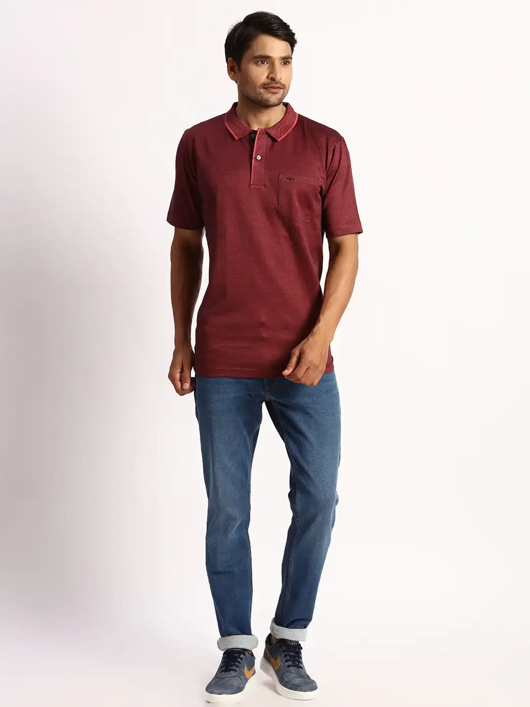 Men Orange Classic Fit Solid Cotton Half Sleeve T-Shirt