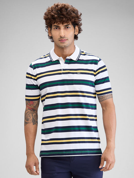 Colorplus White Stripe Classic Fit Cotton T-Shirt