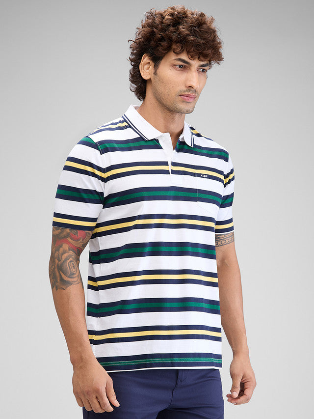 Colorplus White Stripe Classic Fit Cotton T-Shirt