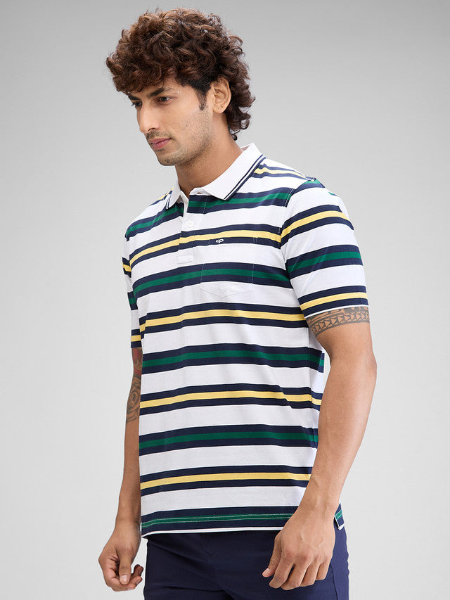 Colorplus White Stripe Classic Fit Cotton T-Shirt