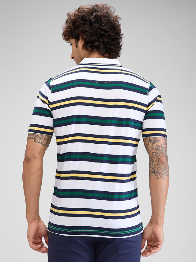 Colorplus White Stripe Classic Fit Cotton T-Shirt