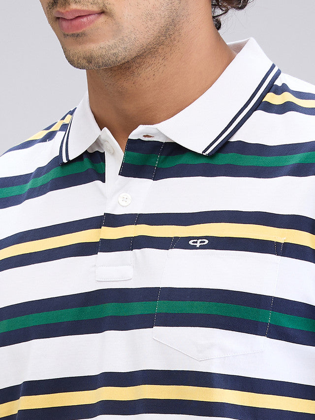 Colorplus White Stripe Classic Fit Cotton T-Shirt