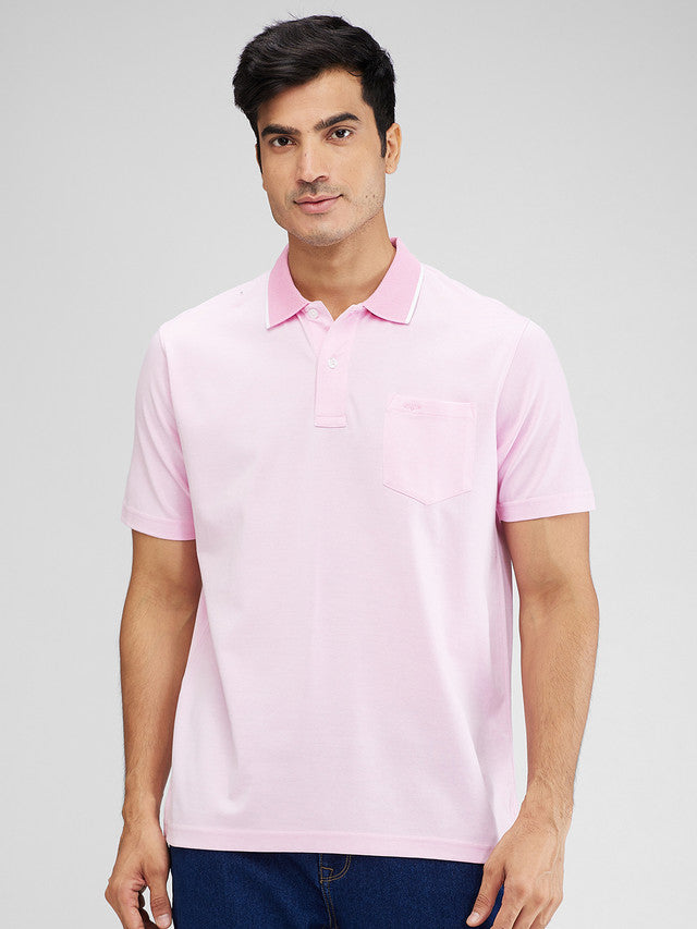 Colorplus Pink Solid Classic Fit Cotton T-Shirt