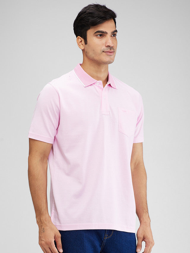 Colorplus Pink Solid Classic Fit Cotton T-Shirt
