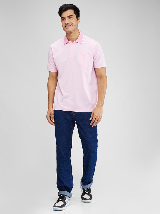 Colorplus Pink Solid Classic Fit Cotton T-Shirt