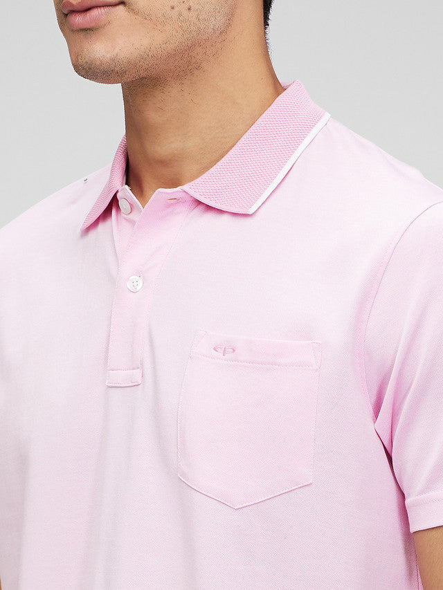 Colorplus Pink Solid Classic Fit Cotton T-Shirt