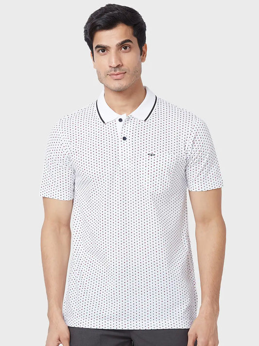 Men White Classic Fit Print Cotton Half Sleeve T-Shirt