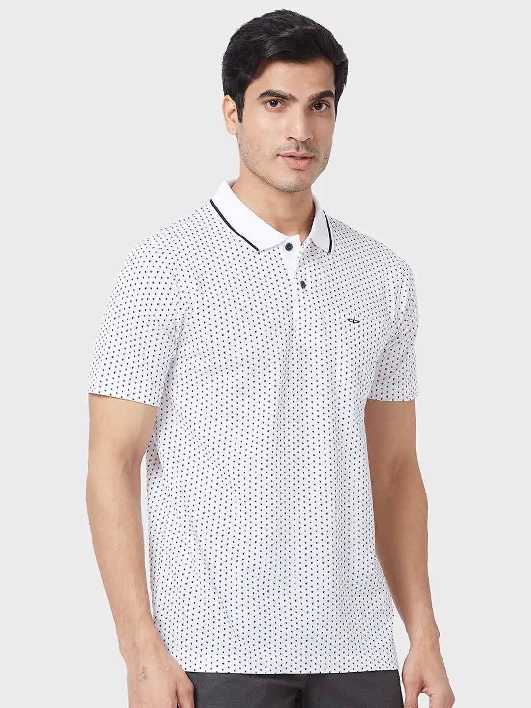 Men White Classic Fit Print Cotton Half Sleeve T-Shirt