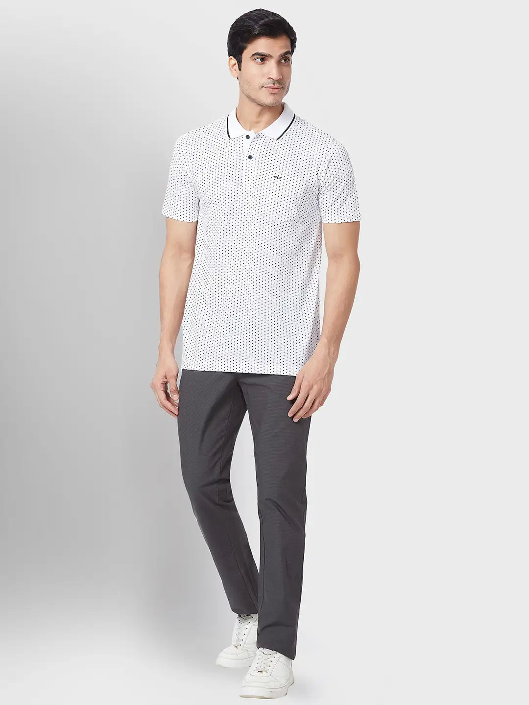 Men White Classic Fit Print Cotton Half Sleeve T-Shirt