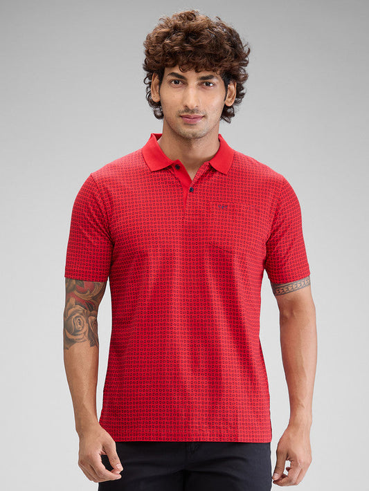 Colorplus Red Printed Classic Fit Cotton T-Shirt