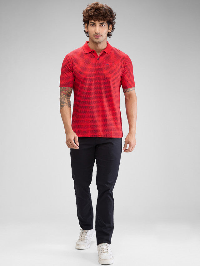 Colorplus Red Printed Classic Fit Cotton T-Shirt
