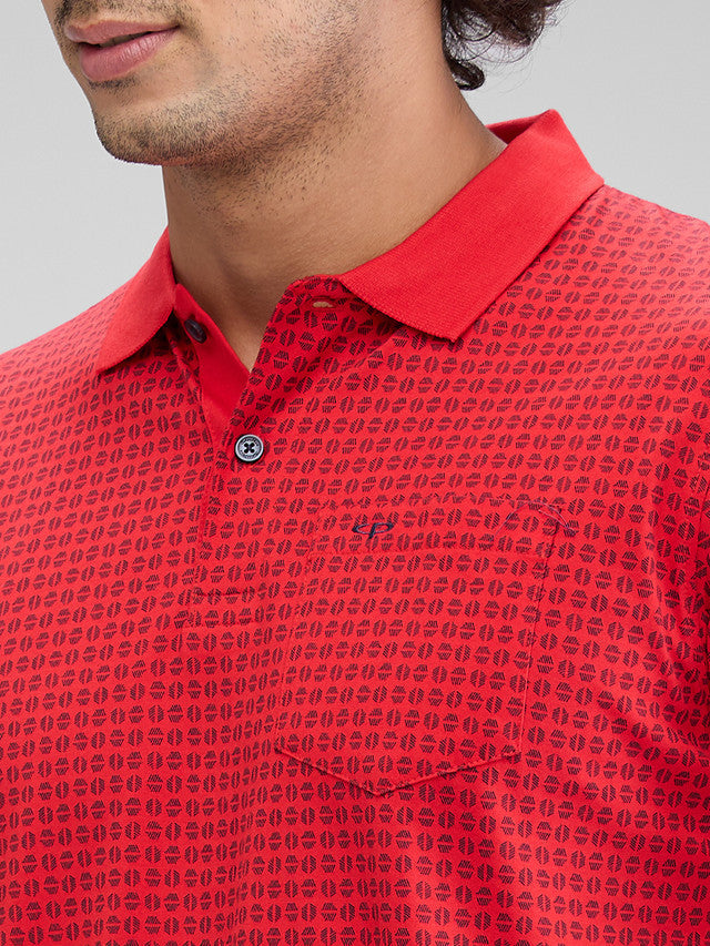 Colorplus Red Printed Classic Fit Cotton T-Shirt
