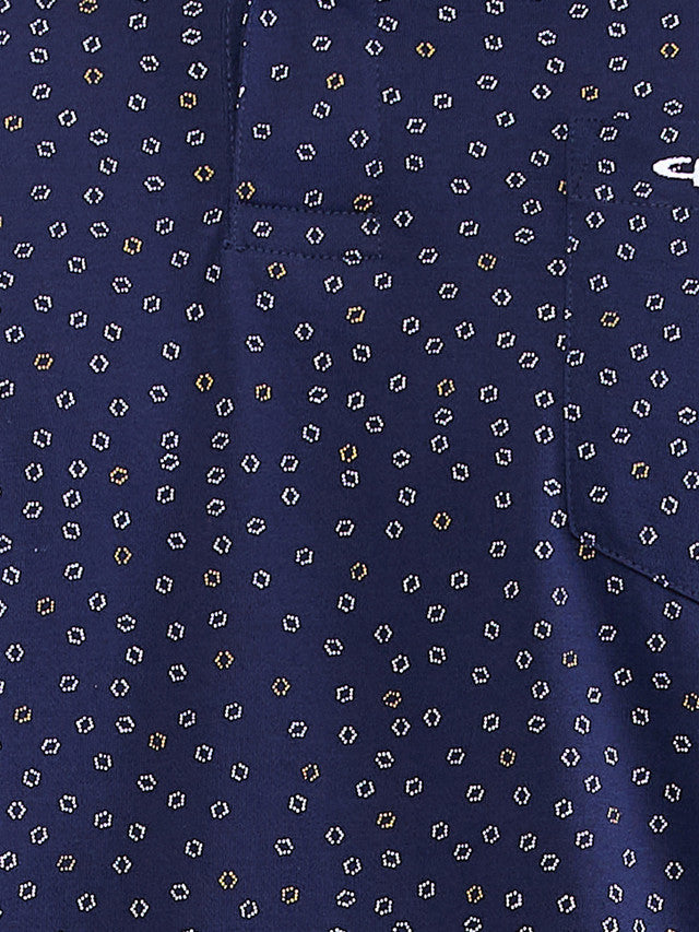 Colorplus Blue Printed Classic Fit Cotton T-Shirt