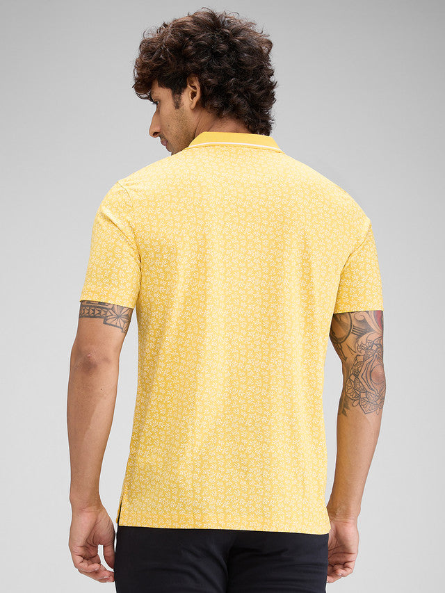Colorplus Yellow Printed Classic Fit Cotton T-Shirt