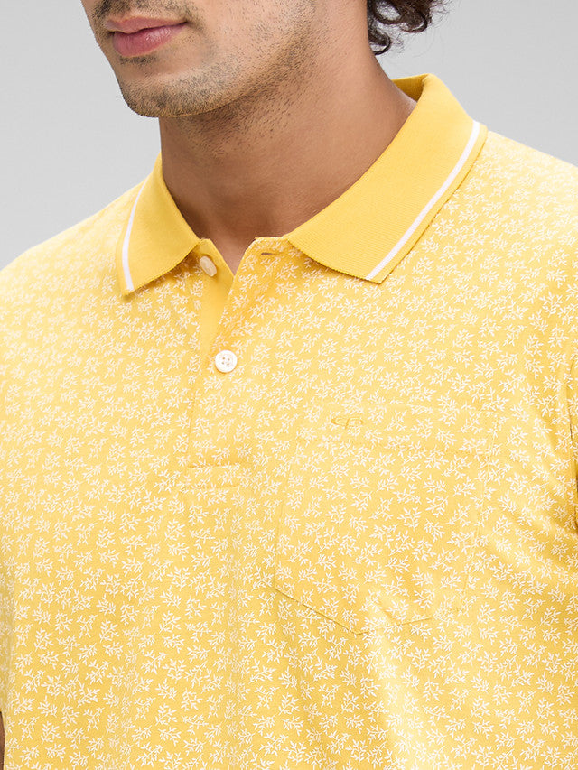 Colorplus Yellow Printed Classic Fit Cotton T-Shirt