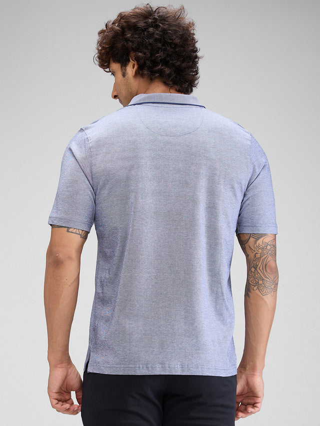 Colorplus Blue Solid Comfort Fit Cotton T-Shirt