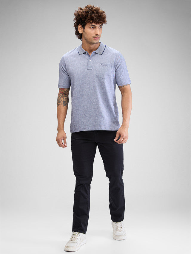 Colorplus Blue Solid Comfort Fit Cotton T-Shirt