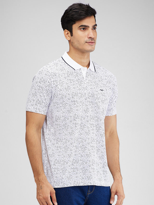 Colorplus White Printed Comfort Fit Cotton T-Shirt