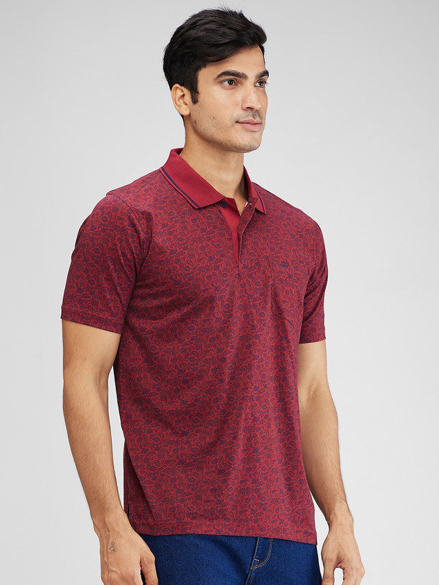 Colorplus Red Printed Comfort Fit Cotton T-Shirt