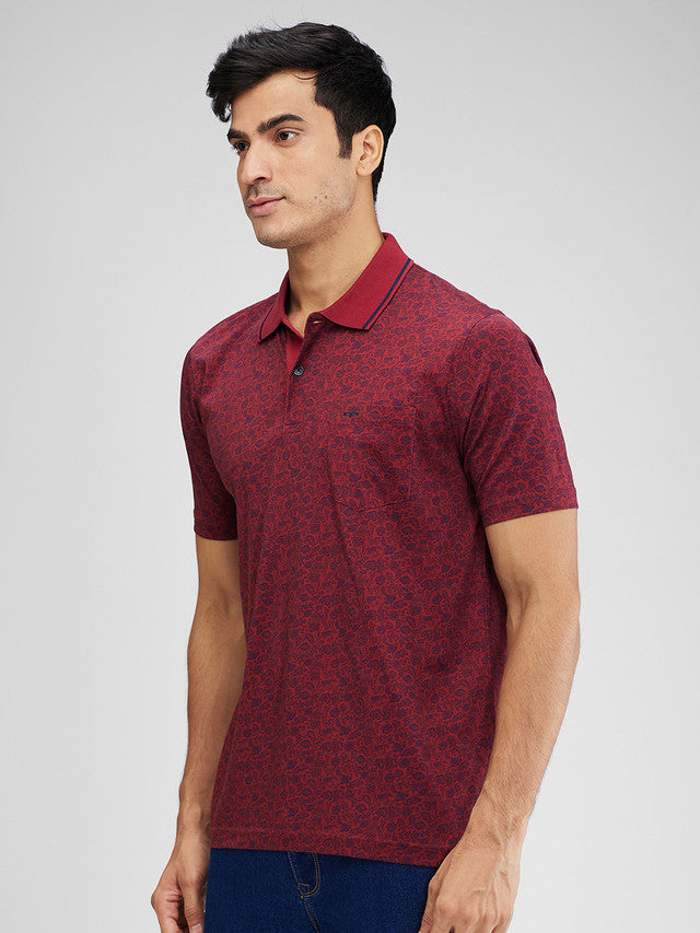 Colorplus Red Printed Comfort Fit Cotton T-Shirt