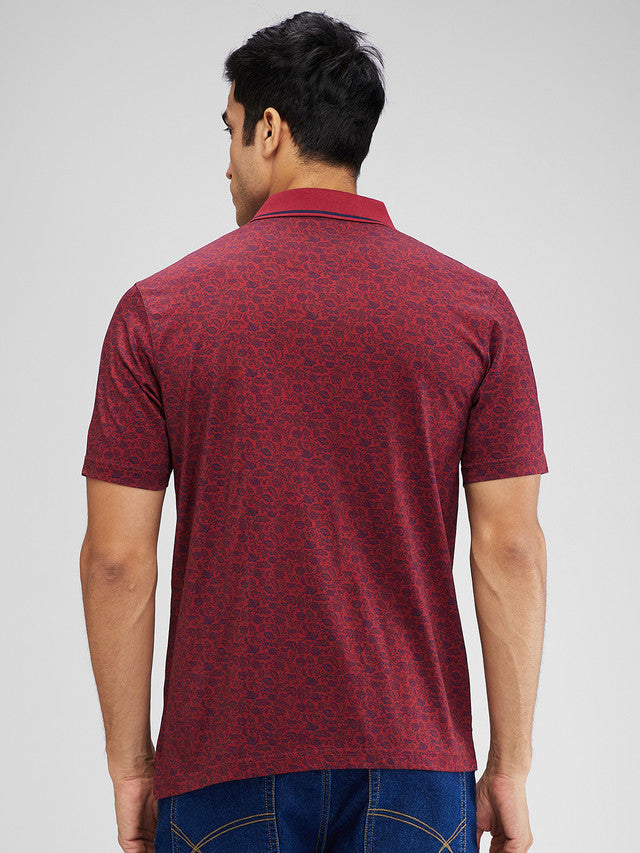 Colorplus Red Printed Comfort Fit Cotton T-Shirt