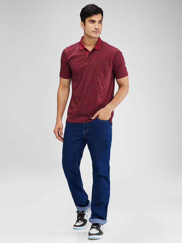 Colorplus Red Printed Comfort Fit Cotton T-Shirt