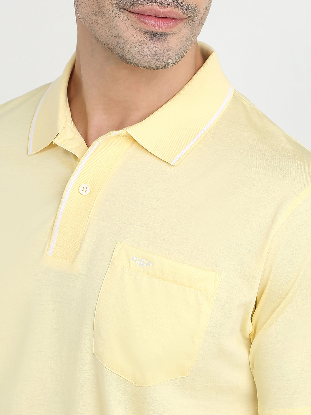Colorplus Men Yellow Solid Comfort Fit Cotton Half Sleeve T-Shirt