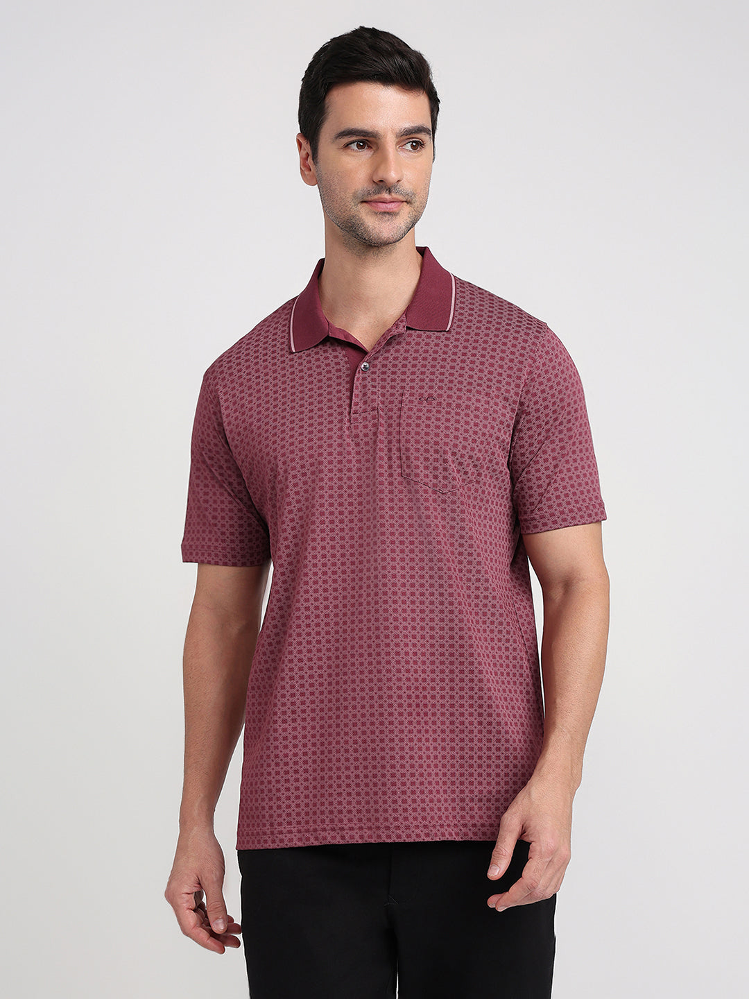 Colorplus Men Maroon Printed Comfort Fit Cotton Half Sleeve T-Shirt