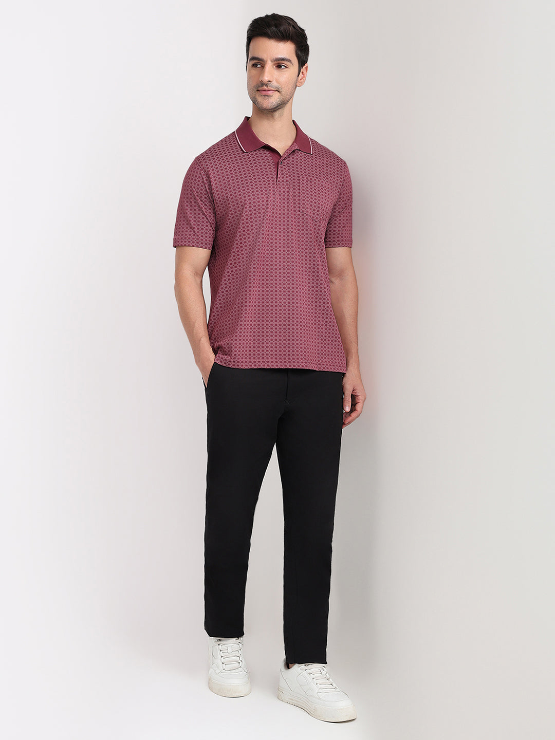 Colorplus Men Maroon Printed Comfort Fit Cotton Half Sleeve T-Shirt