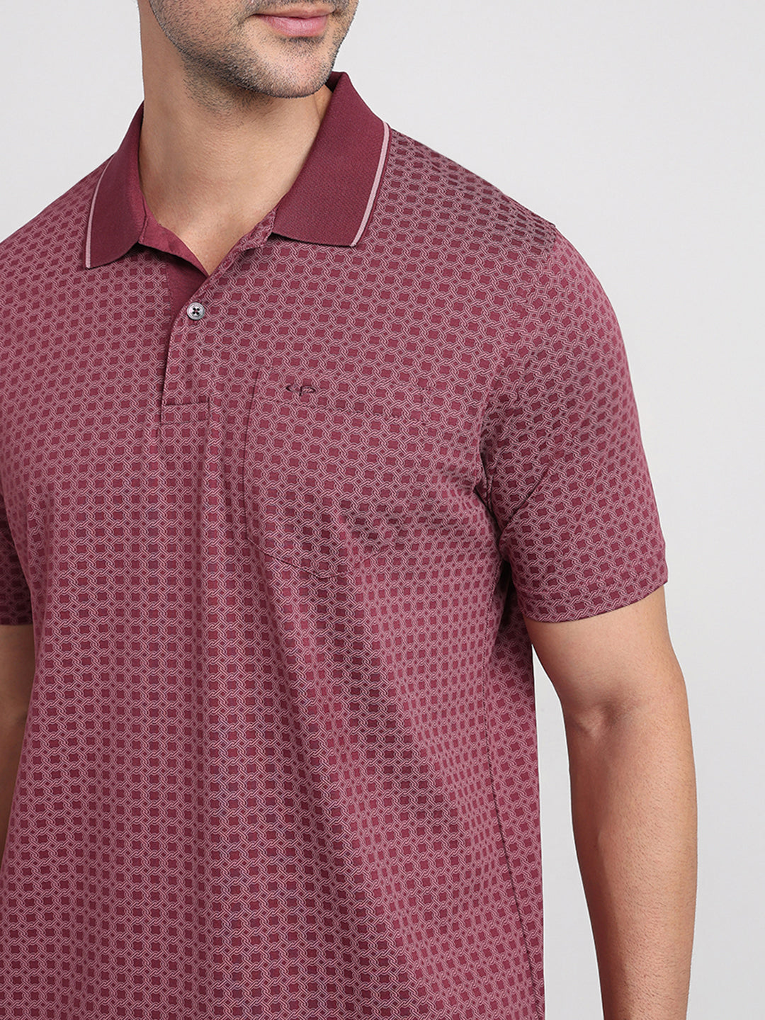 Colorplus Men Maroon Printed Comfort Fit Cotton Half Sleeve T-Shirt