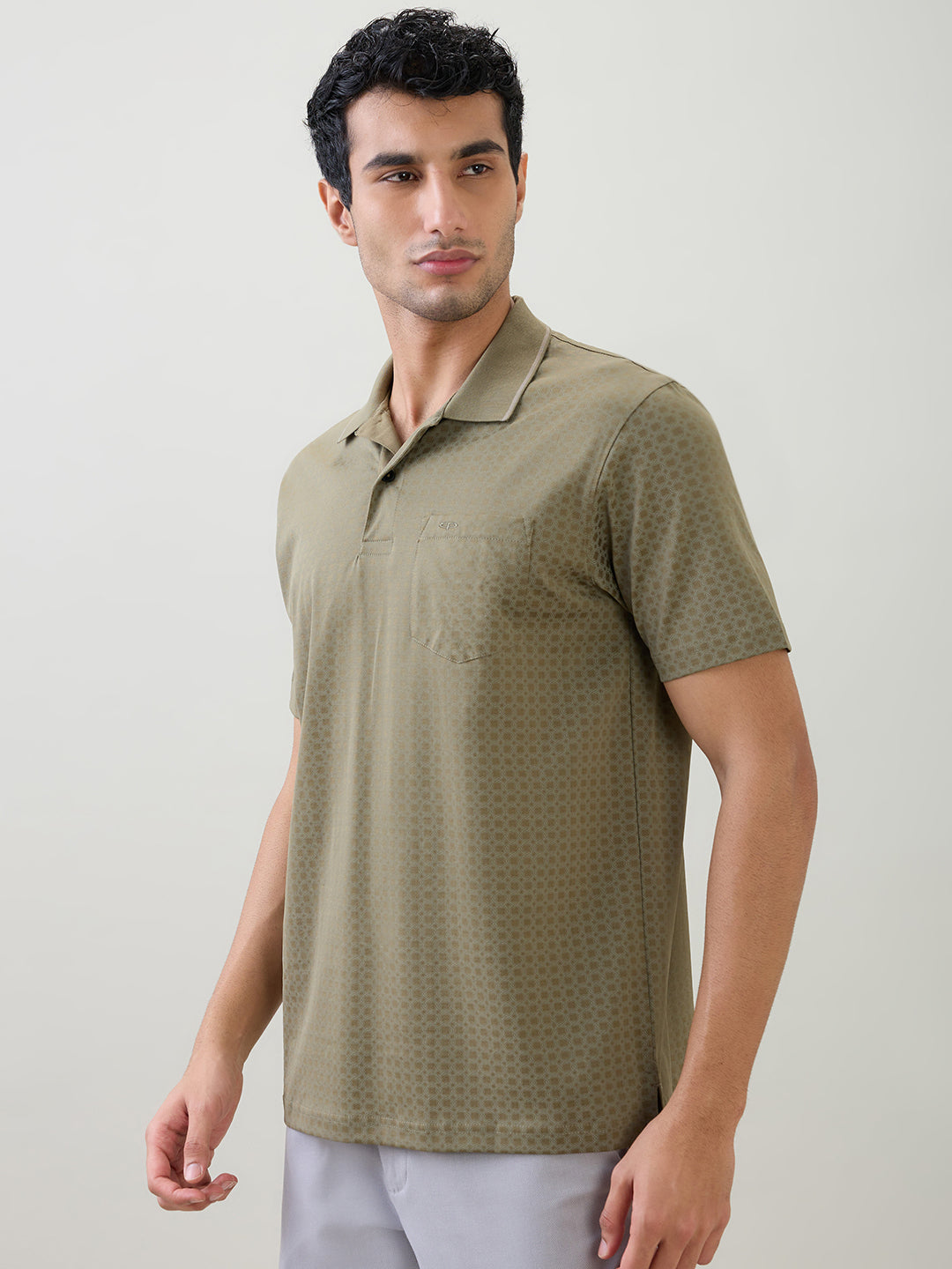 Colorplus Men Green Printed Comfort Fit Cotton Half Sleeve T-Shirt