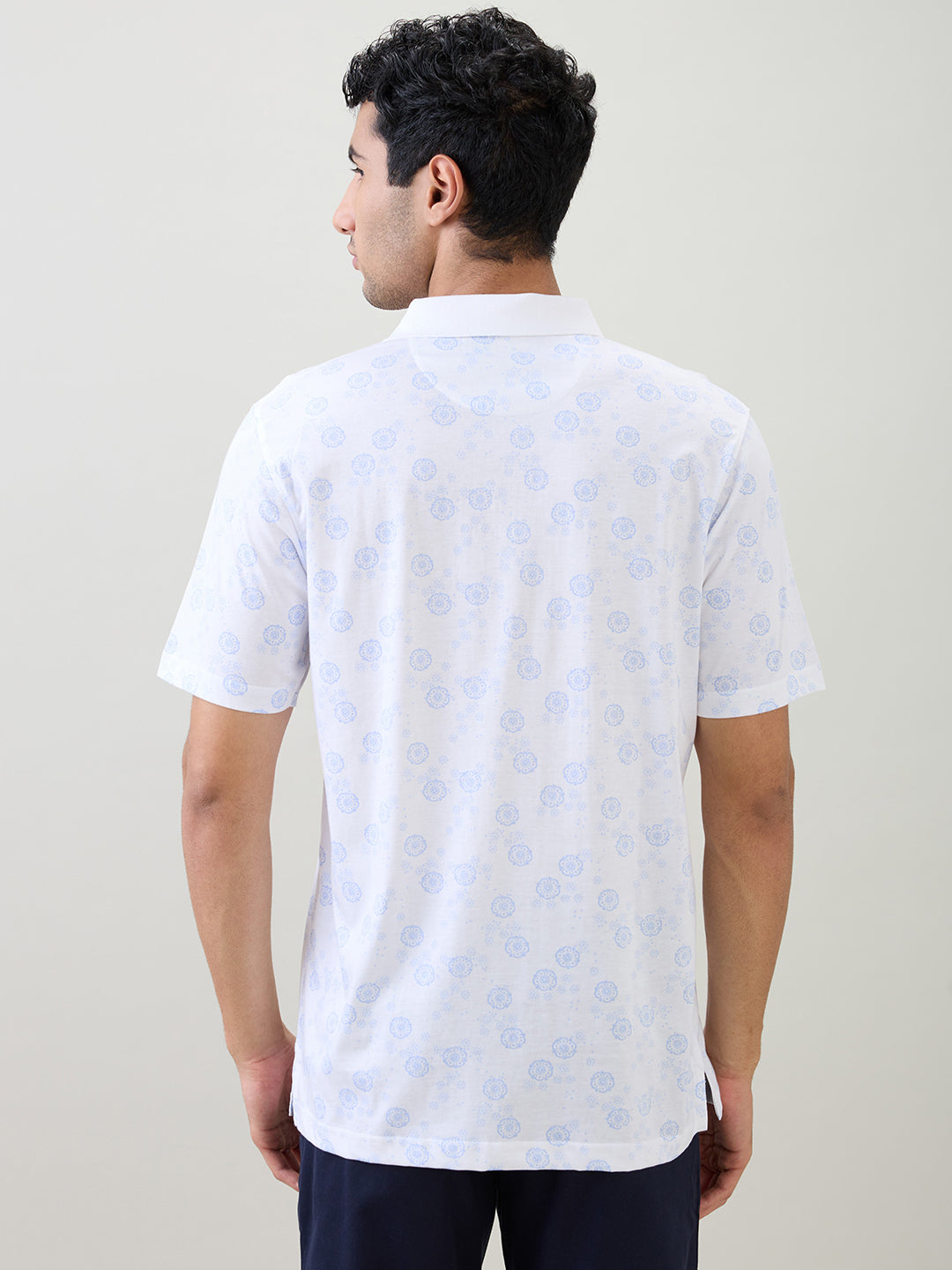 Colorplus Men White Printed Comfort Fit Cotton Half Sleeve T-Shirt
