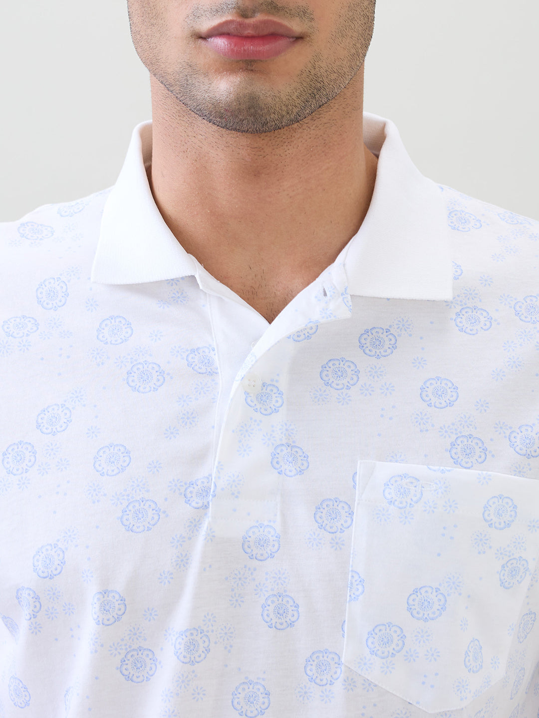 Colorplus Men White Printed Comfort Fit Cotton Half Sleeve T-Shirt
