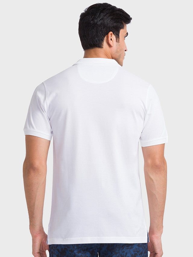 Colorplus Men White Solid Tailored Fit Cotton T-Shirt