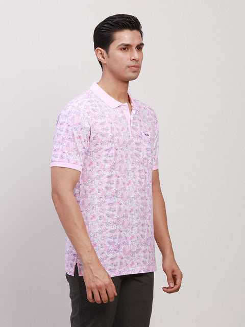 ColorPlus Men Red Tailored Fit Printed Half Sleeve T-Shirt