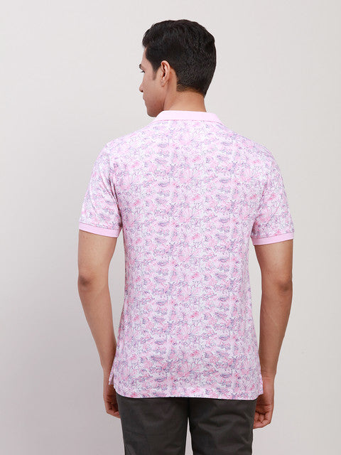 ColorPlus Men Red Tailored Fit Printed Half Sleeve T-Shirt