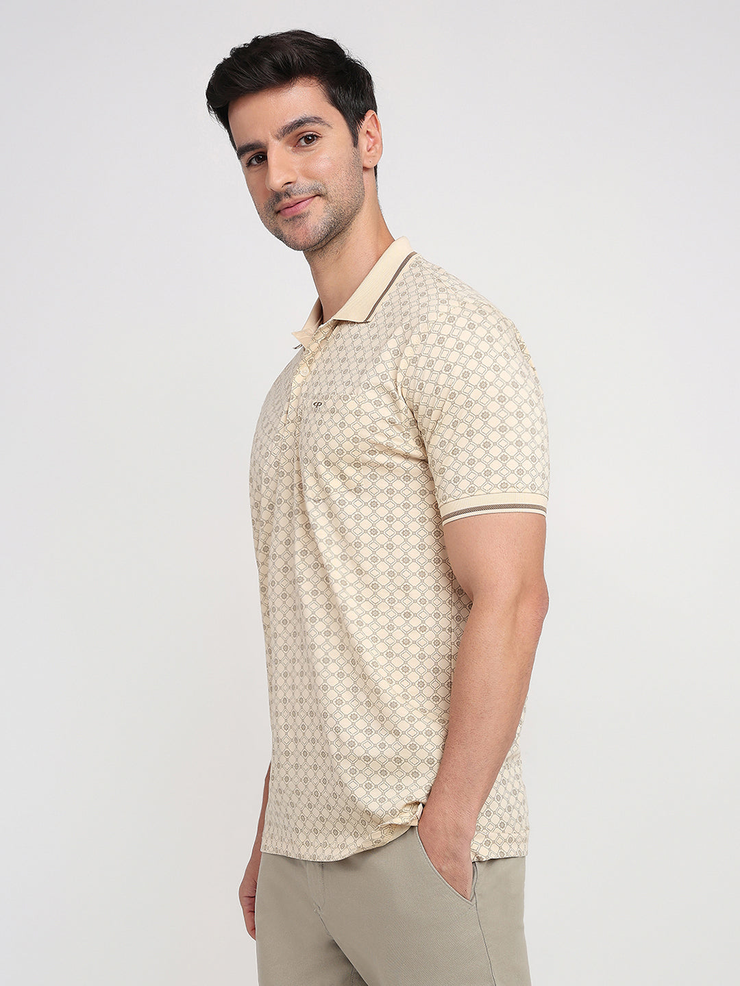 Colorplus Men Brown Printed Regular Fit Cotton Half Sleeve T-Shirt