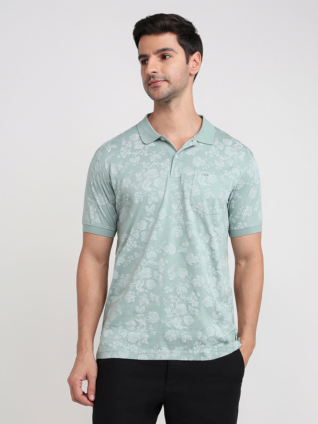 Colorplus Men Green Printed Regular Fit Cotton Half Sleeve T-Shirt