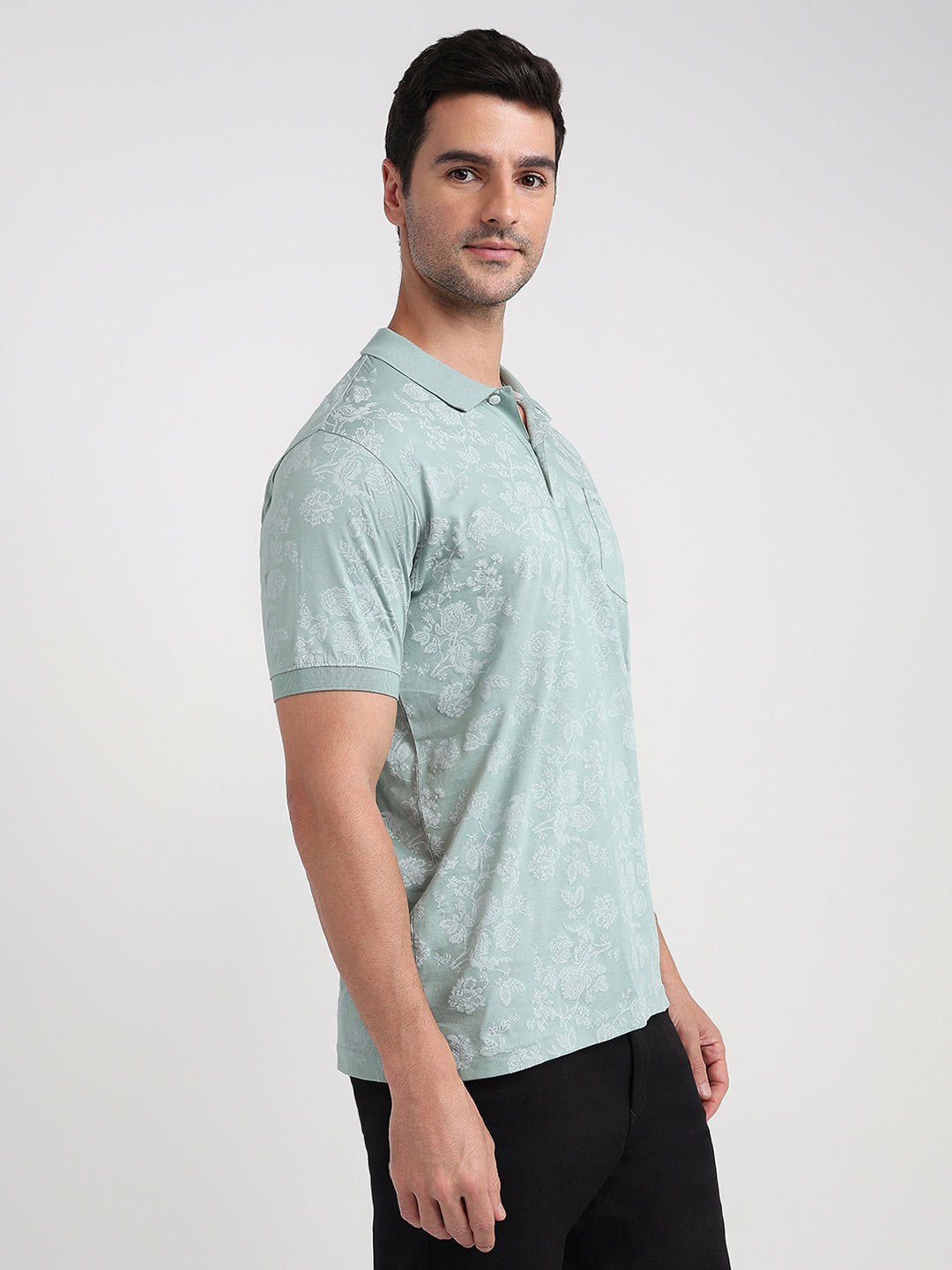 Colorplus Men Green Printed Regular Fit Cotton Half Sleeve T-Shirt