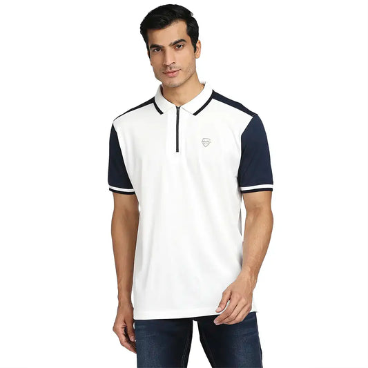 Men White Tailored Fit Solid Cotton Half Sleeve T-Shirt