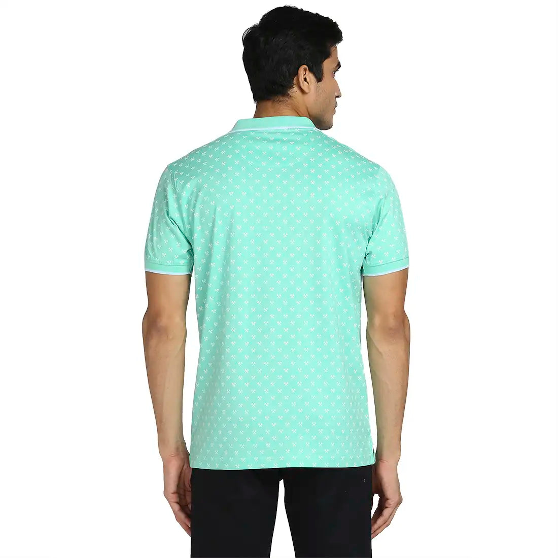 Men Green Tailored Fit Print Cotton Half Sleeve T-Shirt