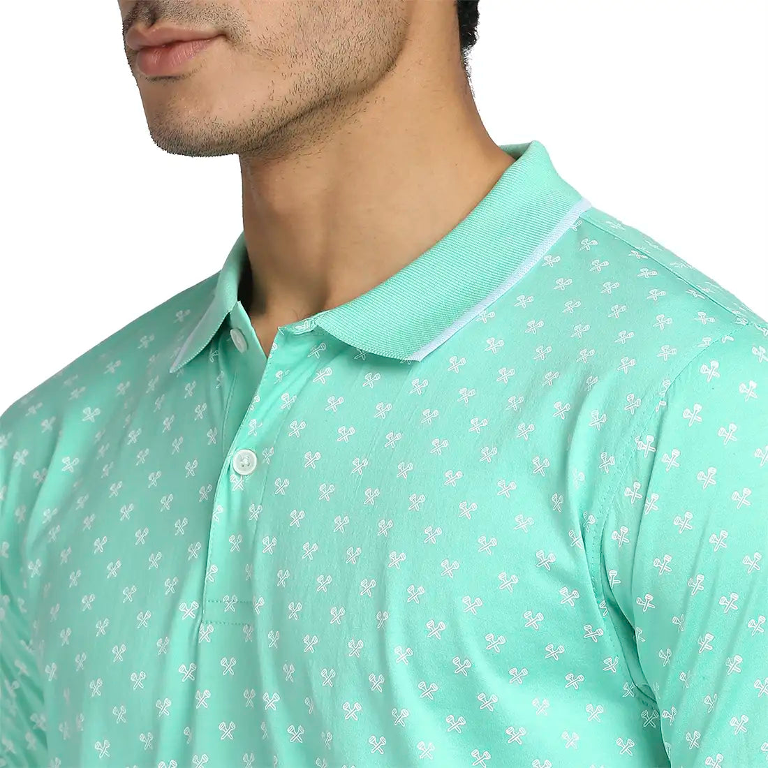 Men Green Tailored Fit Print Cotton Half Sleeve T-Shirt