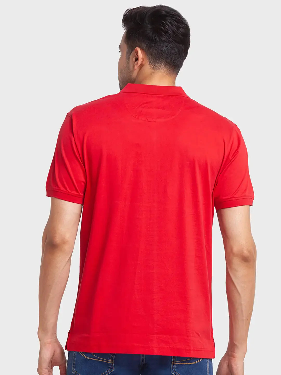 Men Red Tailored Fit Print Cotton Half Sleeve T-Shirt