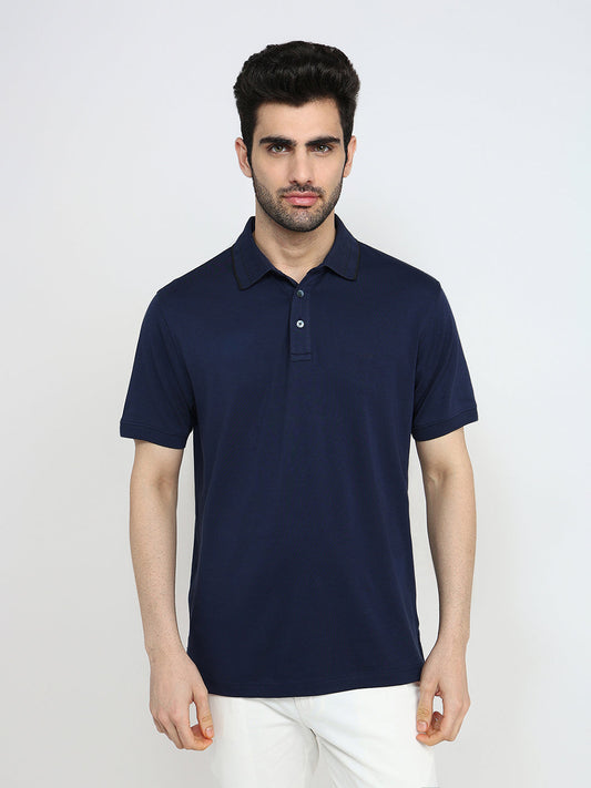 Colorplus Men Blue Printed Regular Fit Cotton Half Sleeve T-Shirt