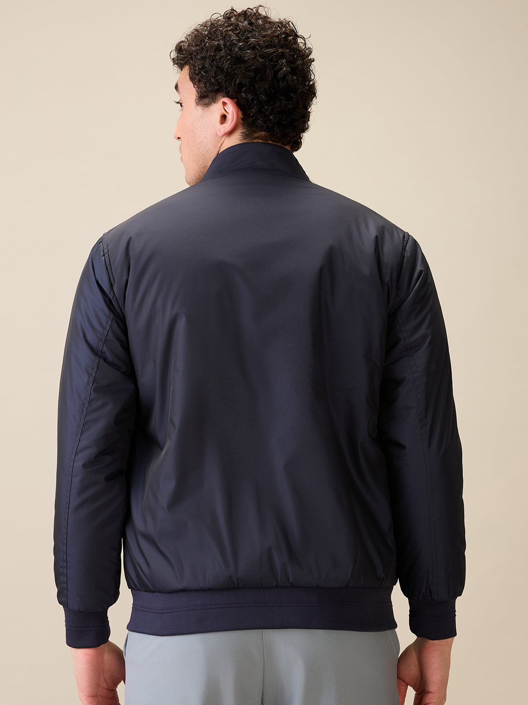 Colorplus Men Blue Solid Regular Fit Polyester Full Sleeve Jacket