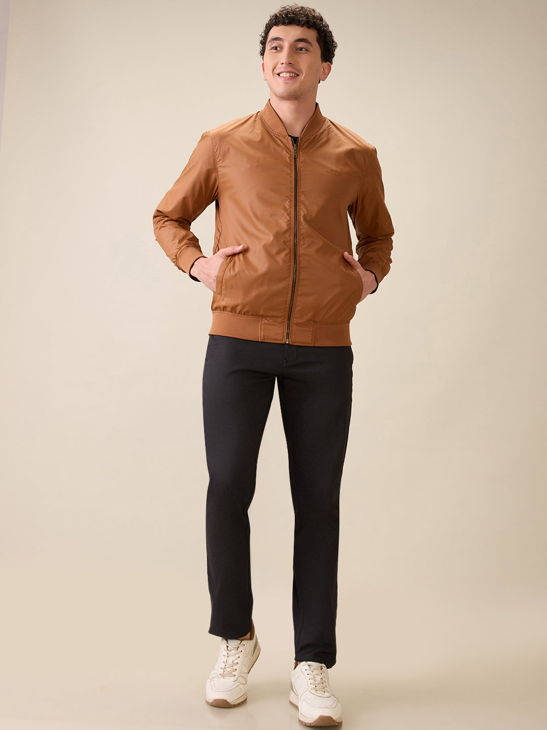 Colorplus Men Maroon Solid Regular Fit Polyester Full Sleeve Jacket