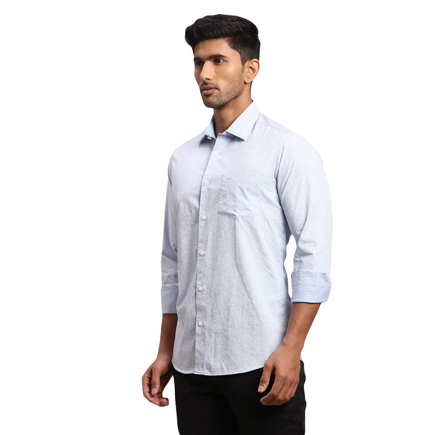Men Blue Contemporary Fit Print Cotton Full Sleeve Shirts