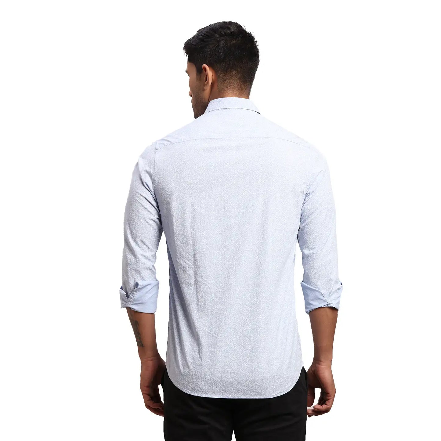 Men Blue Contemporary Fit Print Cotton Full Sleeve Shirts