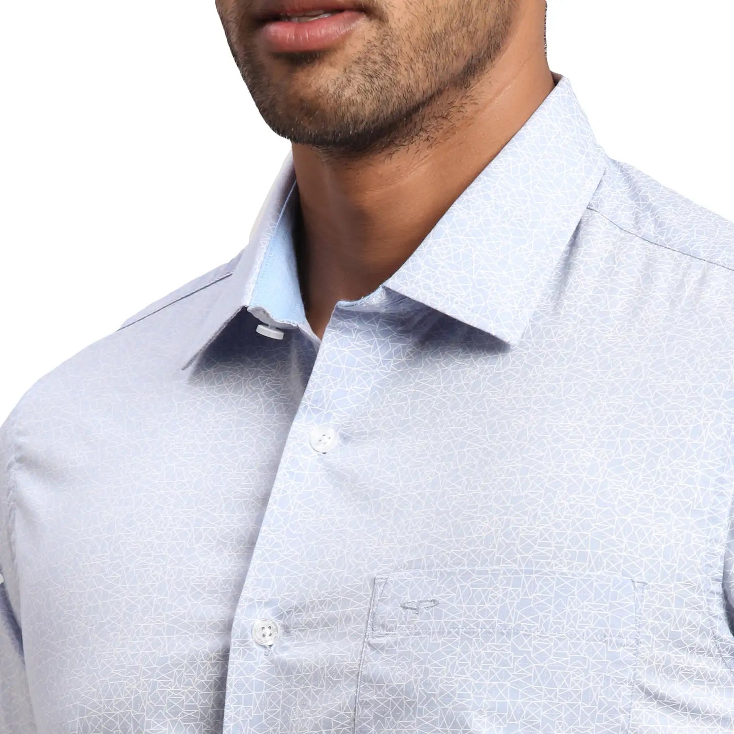Men Blue Contemporary Fit Print Cotton Full Sleeve Shirts