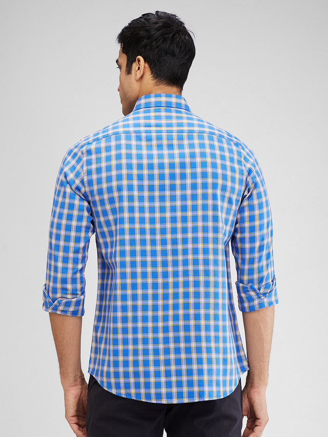 Colorplus Blue Checks Contemporary Fit Cotton Casual Shirt